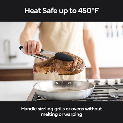 Misen Kitchen Tongs - Dishwasher Safe, Heavy Duty - Precision Silicone-Tipped Grilling Tool - Heat Resistant, Nonstick Safe - Perfect for Serving and Air Frying- 13 Inch | Black