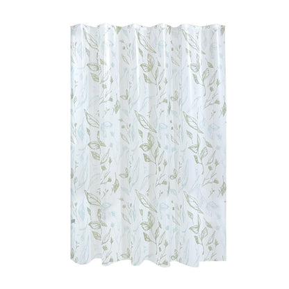 iDesign Leaves PEVA Shower Curtain– Water Resistant Bathroom Shower Curtain - 12 Rust Resistant Metal Grommets for Shower/Tub – Perfect for Master/Guest Bathroom - 72" x 72" – Blue Green/Frost