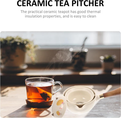 Hemoton Chinese Tea Set, Portable Gongfu Tea Set, Ceramic Tea Kettle, 360° Rotation Tea Maker, Porcelain Tea Dispenser