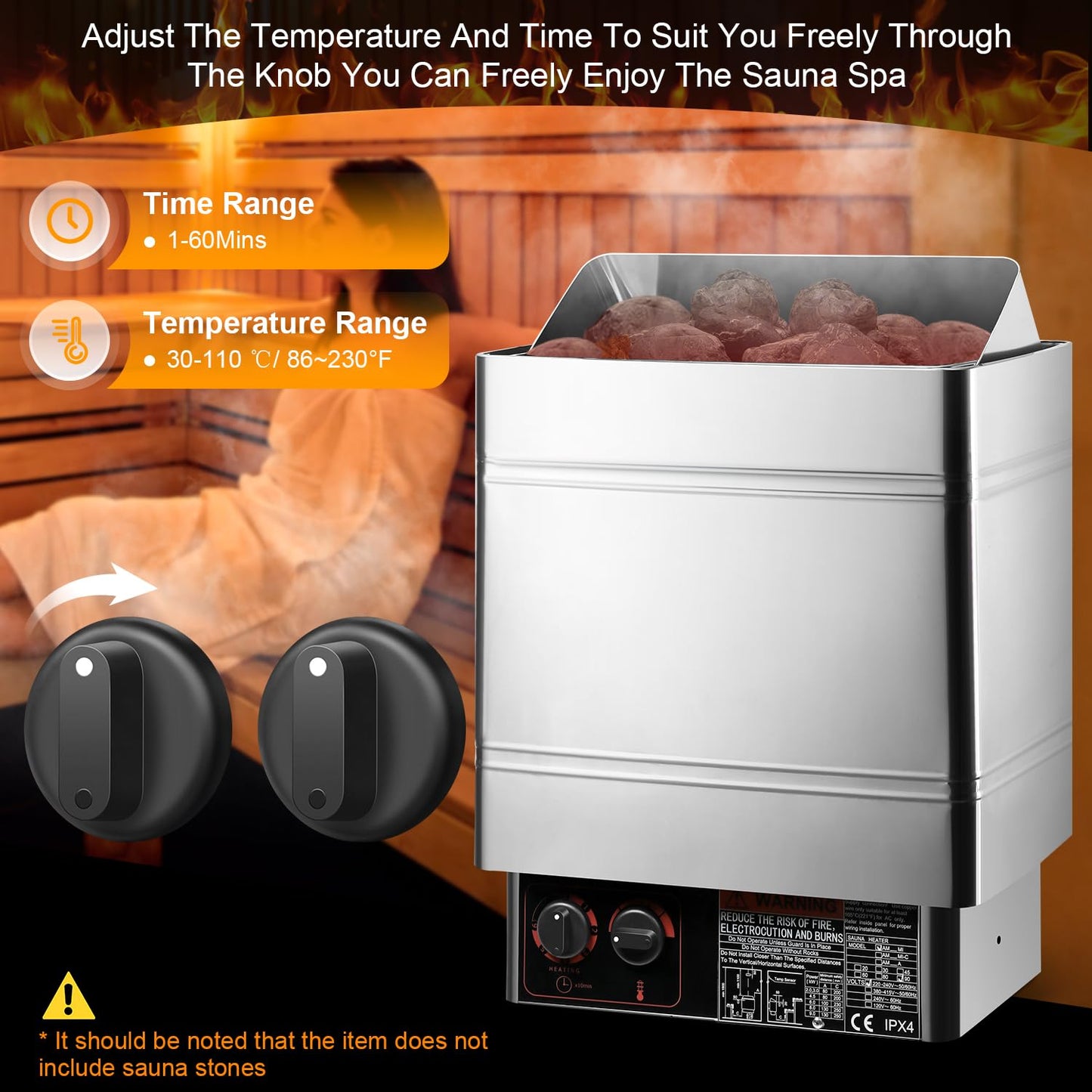 SINLJXDD Sauna Heater Stove-Electric Sauna Heater 220V 9KW，Dry Sauna Heater with Built-in Controller,Home Steam Sauna,Suitable Sauna for Home,SPA Houses,Hotels Dry Saunas (9KW)