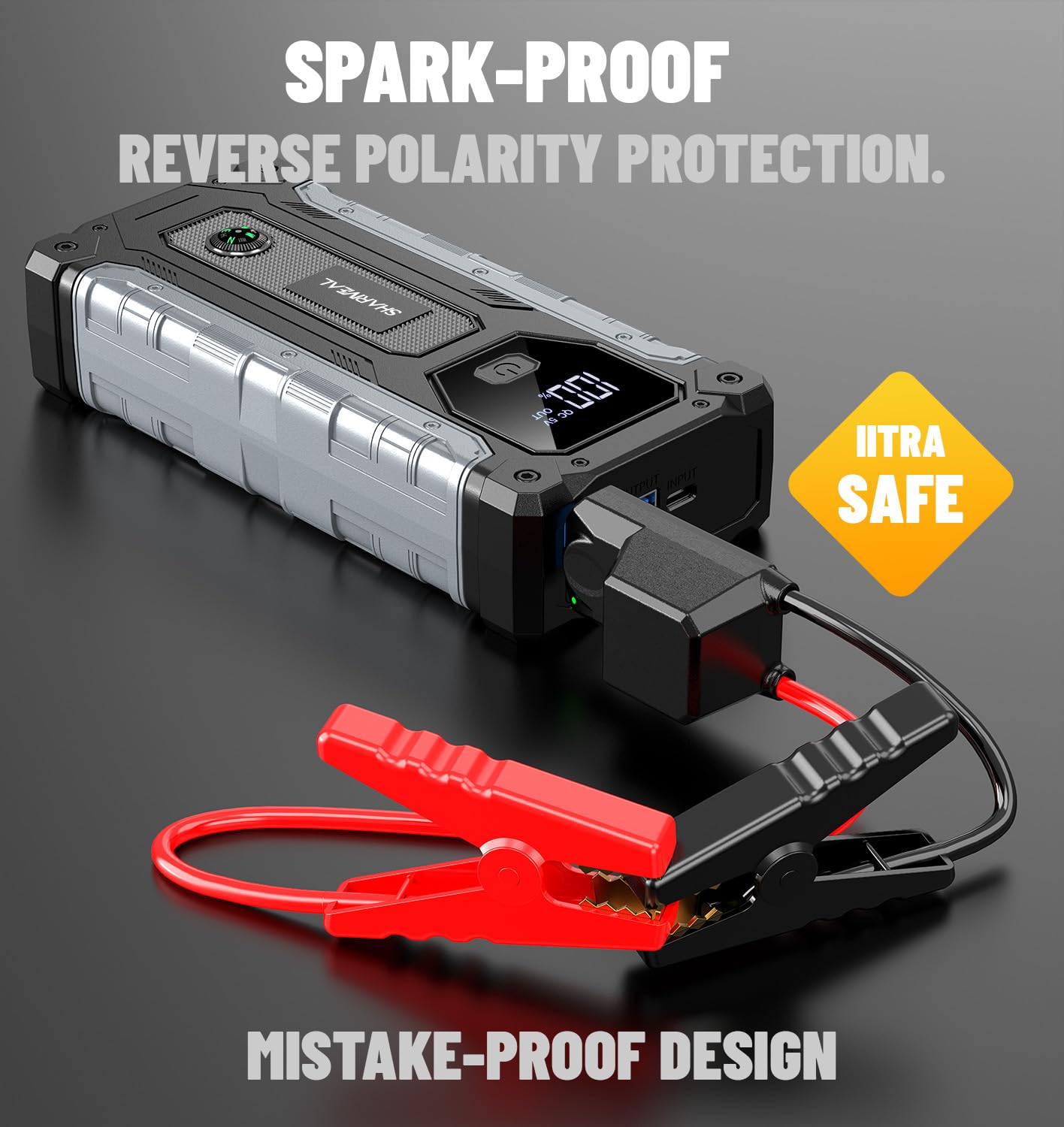 Sharmeal Car Jump Starter 4000A, Jump Starter Battery Pack for Up to 10.0L Gas and 8.0L Diesel Engines, 12V Portable Jump Box with LED Light