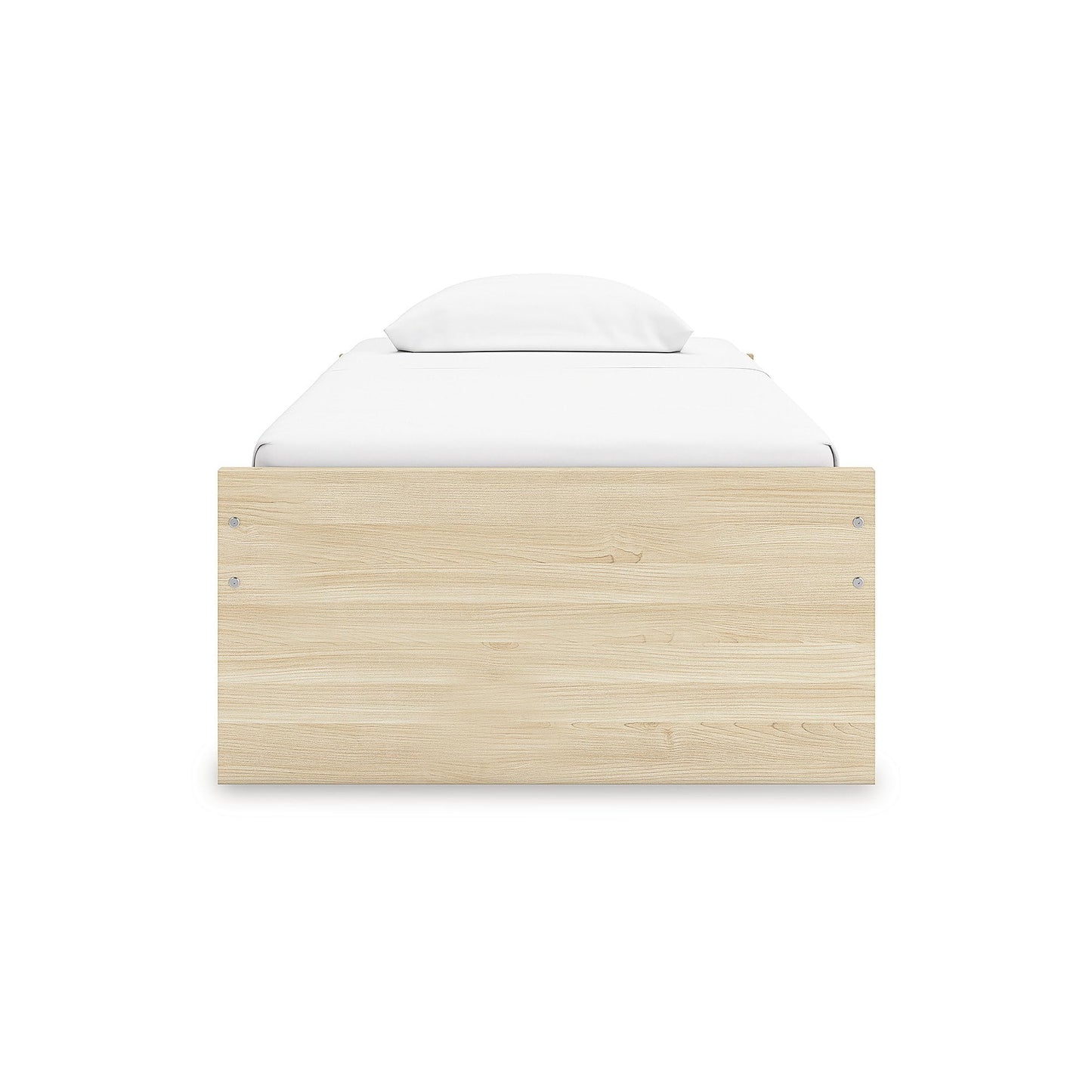 Signature Design by Ashley Onita Scandinavian 2-Drawer Twin Platform Bed with 1 Side Storage, Foundation or Box Spring Not Needed, Light Brown