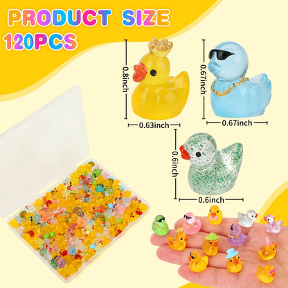 120 Pcs Mini Resin Ducks, Tiny Animals Figures to Hide Small Little Plastic Miniature Ducks Bulk for Dollhouse Decor Home Office Potted Fish Tank Aquarium Landscape Micro Fairy Garden Accessories