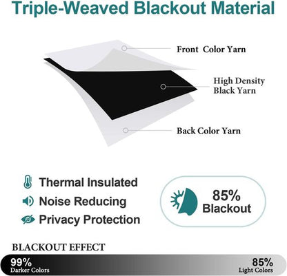 ChrisDowa Grommet Blackout Curtains - Thermal Insulated Room Darkening Panels (Greyish White, 52W x 63L)