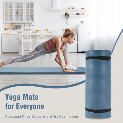 Fitvids Yoga Mat 1-Inch Extra Thick High-Density Exercise Mat with Non-Slip Surface & Carry Strap for Men & Women Tear-Resistant Pilates Workout Mat for Home Gym, Floor Fitness