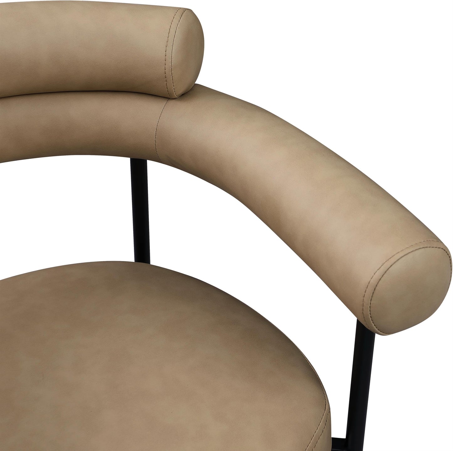 Meridian Furniture Blake Collection Modern | Contemporary Upholstered Dining Chair with Metal Frame, 28.5" W x 24" D x 31.5" H, Tan, Set of 2