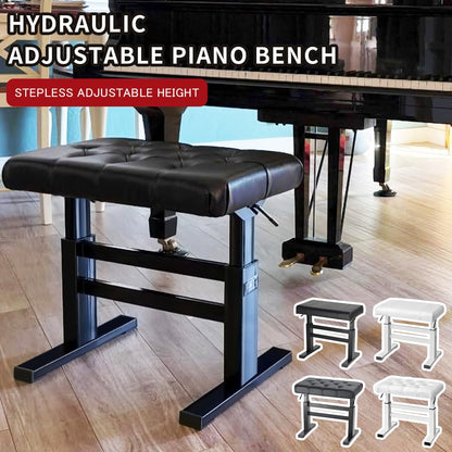 lumizone Hydraulic Lifting Piano Bench - Height Adjustable Keyboard Bench Heavy Duty Piano Stool with 23.62" x 14.17" PU Leather, High-Density Sponge & Alloy Base 2 Styles & 2 Colors (Black, Smooth)