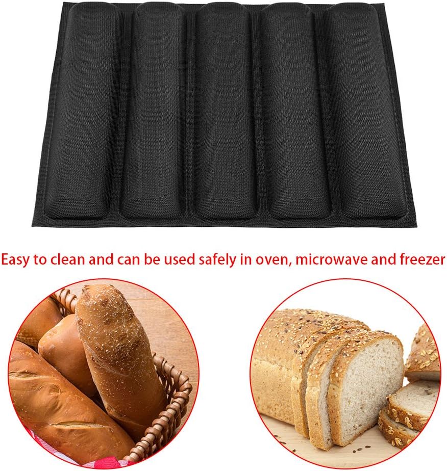 Estink Silicone Pan, Oblong Shape Bread Molds, 5 Loaf NonStick Baking Liners for French Bread Baking