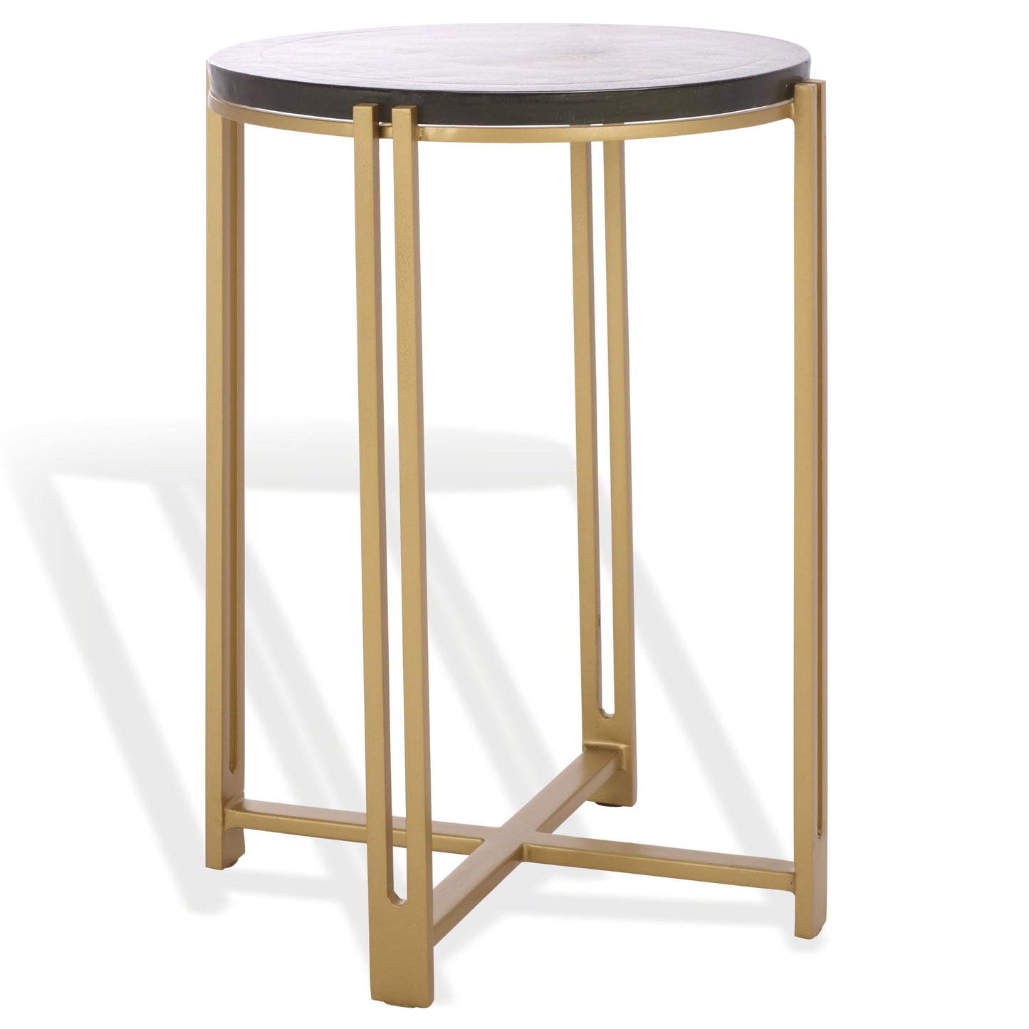 SAFAVIEH Couture Collection - Levitt Cast Glass Top Accent Table, Sculptural Modern Side Table, Brass Finish Base, Fully Assembled (SFV7916A)