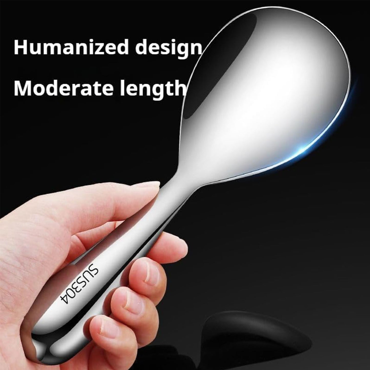 Comicfs 2Pcs Rice Spoon 304 Stainless Steel Rice Paddle Spoon Thickened Nonstick Rice Spatula Rice Scooper Rice Cooker Spoons Food Serving Scooper Kitchen Utensils for Home Restaurant Hotel (Bright)