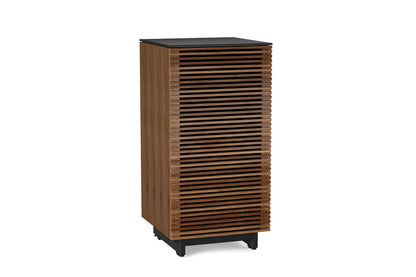 BDI Furniture Corridor 8172-22'' Audio Cabinet with Flow-Through Ventilation, Cable Management, Adjustable Shelves, Louvered Doors, Satin-Etched Tempered Glass Top, Natural Walnut