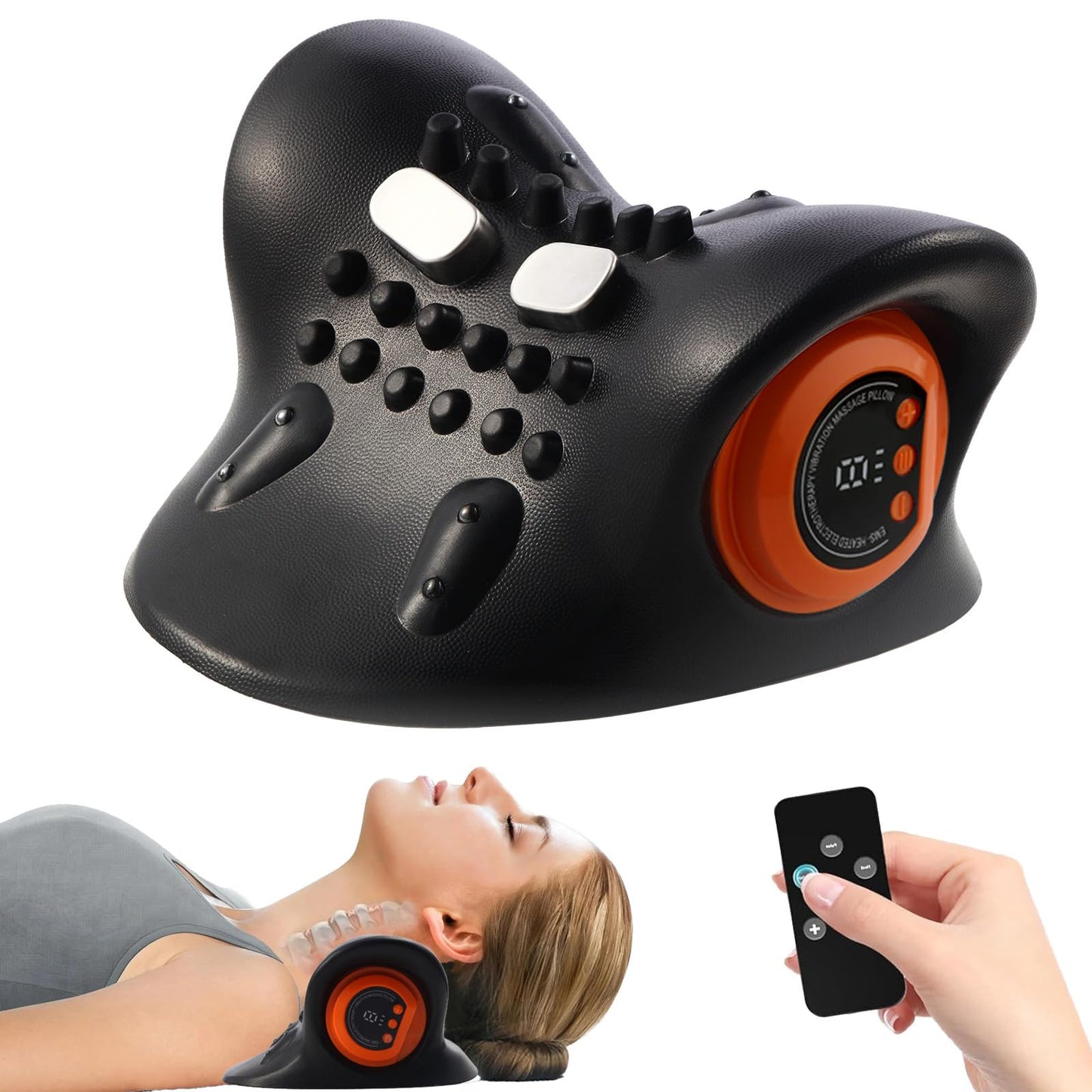 Neck Massager for Pain Relief,Portable Electric Massage Pillow with Heat,Deep Tissue Relaxation for Neck,Shoulders,Back,Perfect for Home, Office,Travel