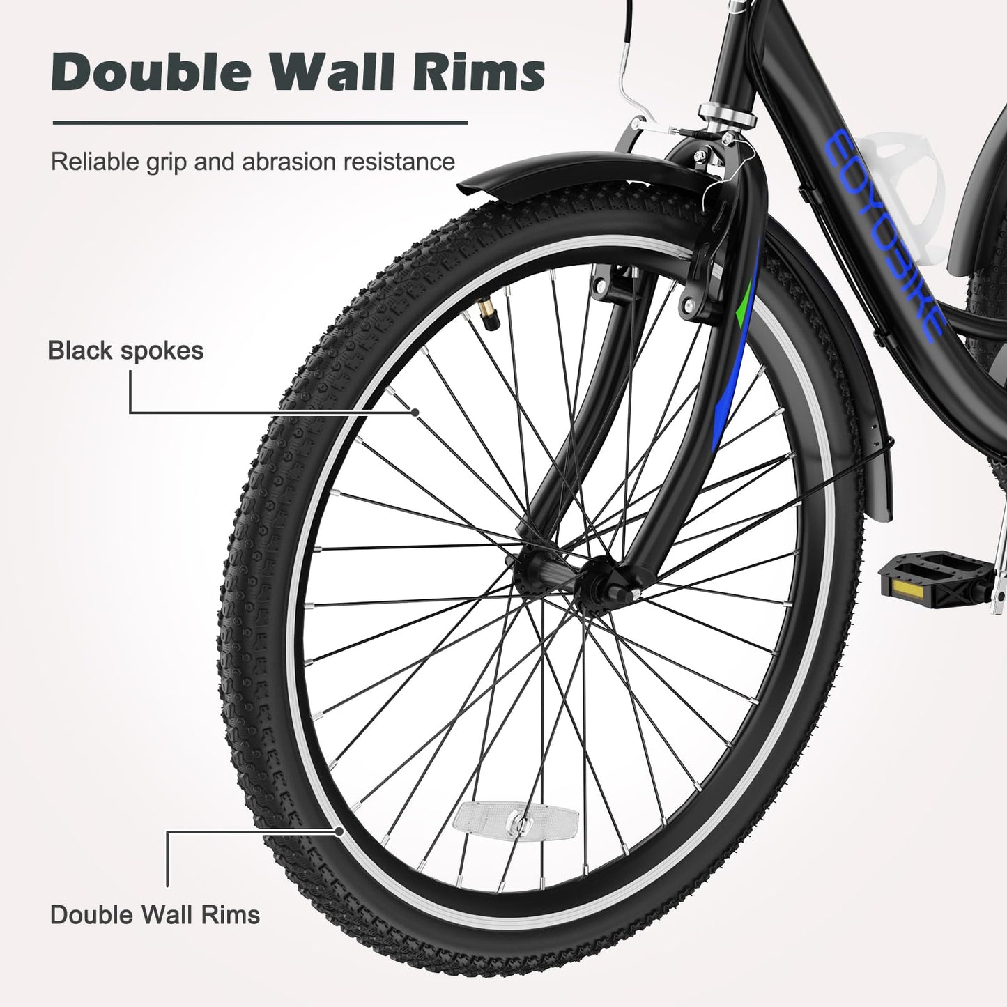 ABORON Adults Tricycle, 3 Wheels Bike for Adult, Tricycle for Adults, Double-Wall Wheel Rims, Tricycle for Women Men Exercise Outdoor Sports