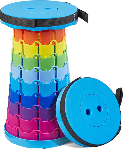 VECELO Telescoping Folding Stool - Portable Collapsible Design | 400lbs Capacity, Rainbow Blue