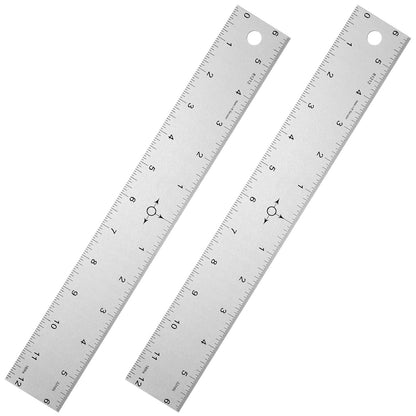 Tellegloww 2 Pack 12 Inch Center Finding Rulers Aluminum Metal Centering Ruler Tool Straight Edge for Woodworking Metal Work Construction and Around the Home