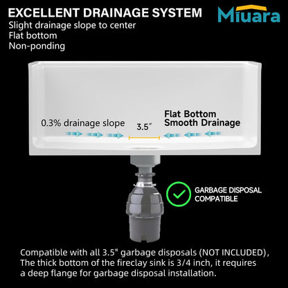 Miuara White Farmhouse Workstation Sink 31 Inch - Fireclay Apron Front Kitchen Sink Reversible 31"x18"x10", Farm House Style, Heavy Duty Deep Single Bowl, Undermount Installation, for Kitchen