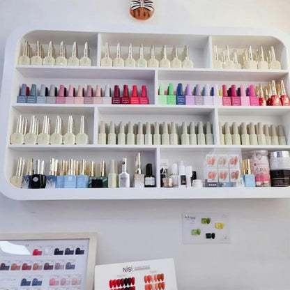 Wall-Mounted Wooden Nail Polish Display Rack, Nail Polish Bottle Storage Display Rack,Perfume Wall Shelf Essential Oil Organizers,for Nail Salon Shop/Retail Shop,1m
