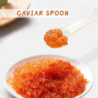 Caviar Spoons, Hand Craft Mother of Pearl Shell Spoon with Storage Box, Tiny Spoon for Caviar, Ice Cream, Coffee