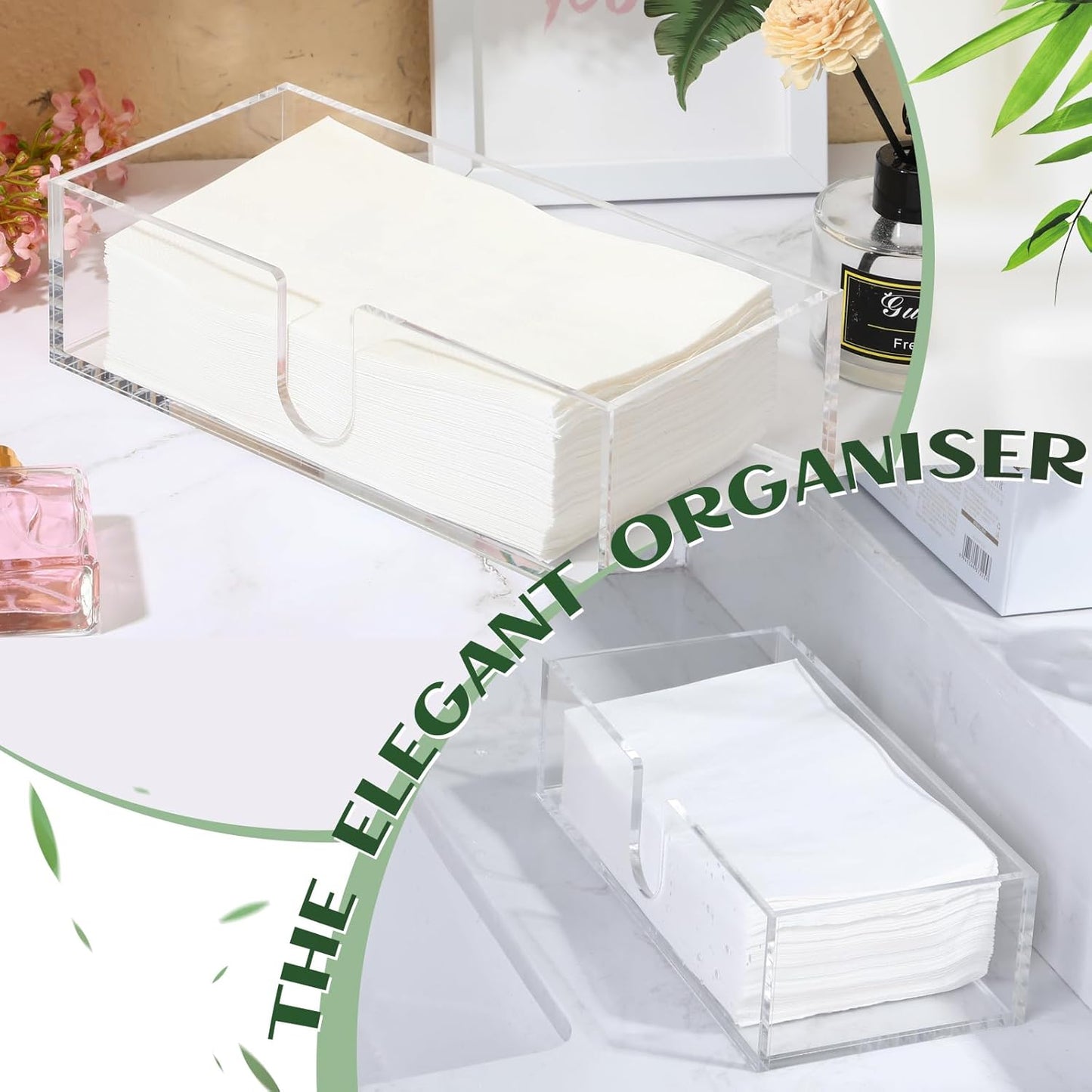 2 2.75 Inch Countertop Mumufy Pcs Paper Napkins Holder Fold Paper Towel Dispenser Height Acrylic Multifold Towel
