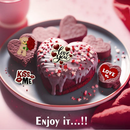 Valentines Day Silicone Molds – 4- Piece Set with Bear, Hearts & Love Phrases | Silicone Valentines Molds for Chocolate, candy, Fondant, Resin, perfect size for chocolate covered strawberries.