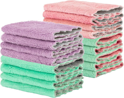 17PCS MAQIHAN Coral Velvet Dish Towels - Super Absorbent Kitchen Towels Microfiber Washcloths Cleaning Rags, Washable