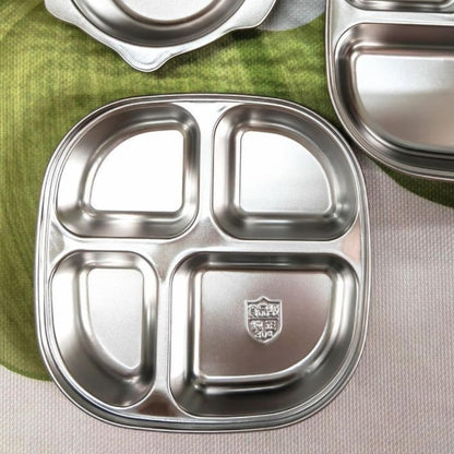 5-Pack Stainless Steel Divided Plates with Lids – Adults Portion Control Meal Trays – BPA-Free, Non-Toxic, Shatterproof – 4 Sections for Balanced Meals, Weight Loss, School, Travel – Dishwasher Safe