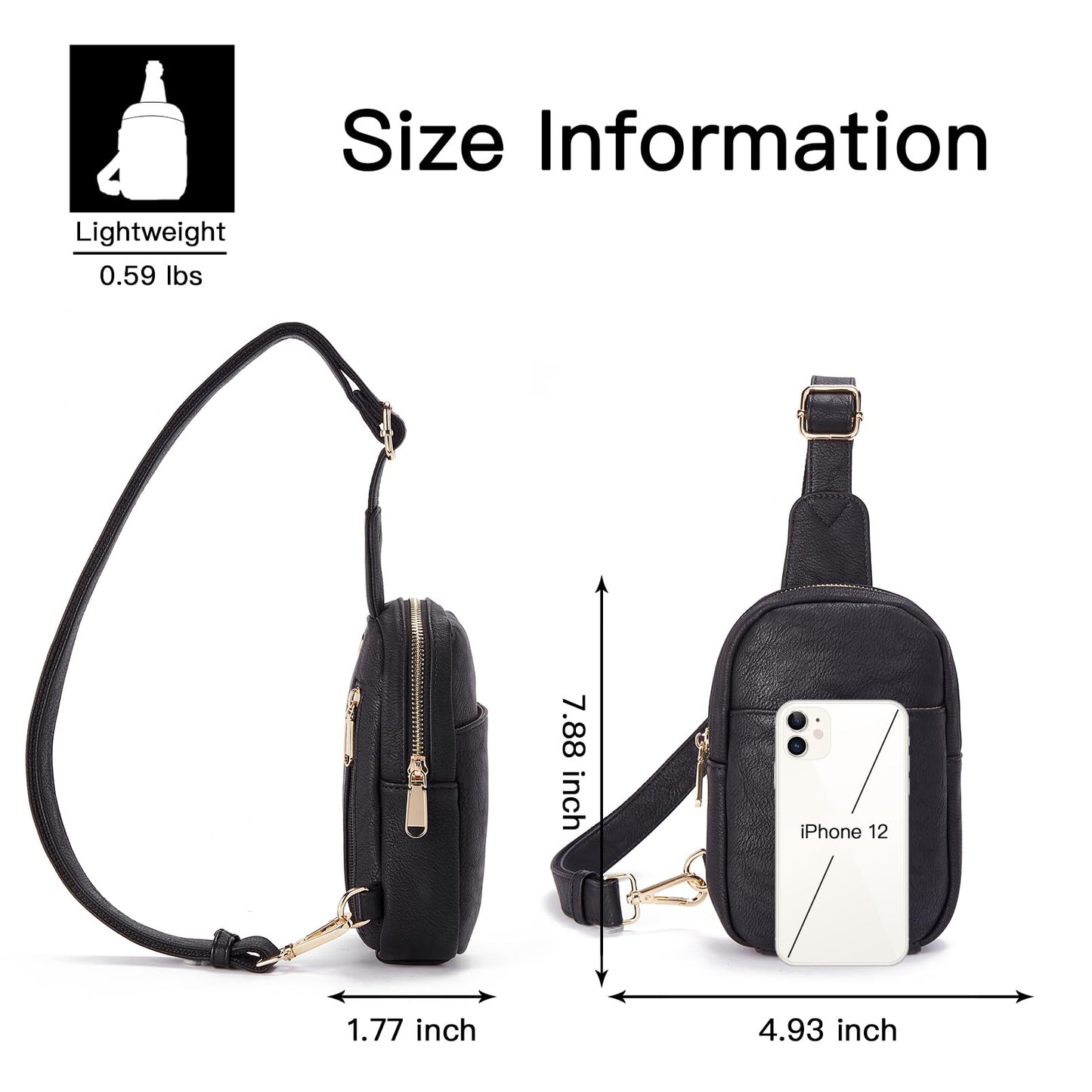 Telena Small Sling Bag for Women Leather Crossbody Fanny Packs Chest Bag for Women