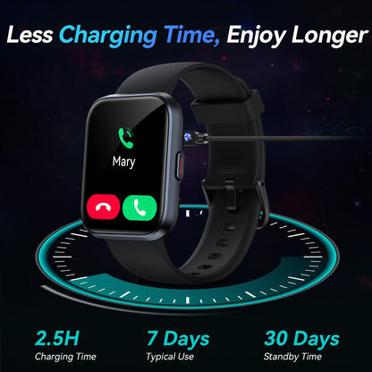 Smart Watches for Men Android & iPhone, 1.8" Alexa Built-in Smartwatches Fitness Tracker Watch with Bluetooth Calls, IP68 Waterproof, Heart Rate/Sleep/SpO2 Monitor, 110 Sport Modes - Black