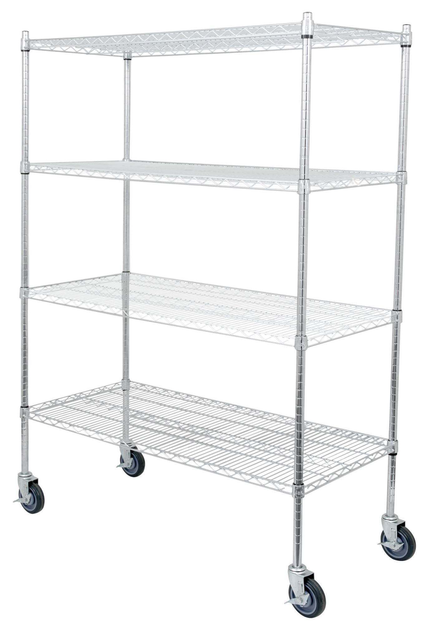 Regal Altair 18" Deep x 30" Wide x 92" High 4 Tier Chrome Wire Shelving Kit with 5" Wheels | NSF Commercial Storage Rack Unit