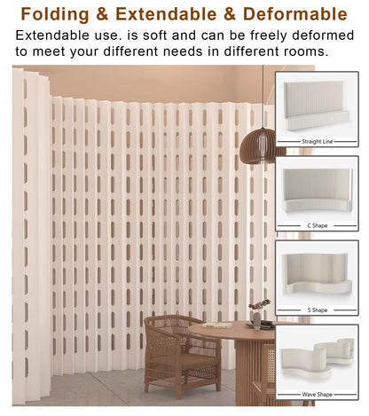 uhyOHF Portable Folding - 78"x17"x63" Temporary Room Divider for Offices & Studios - Lightweight Paper Partition for Enhanced Privacy and Space Management,Blanc-157x17x63in
