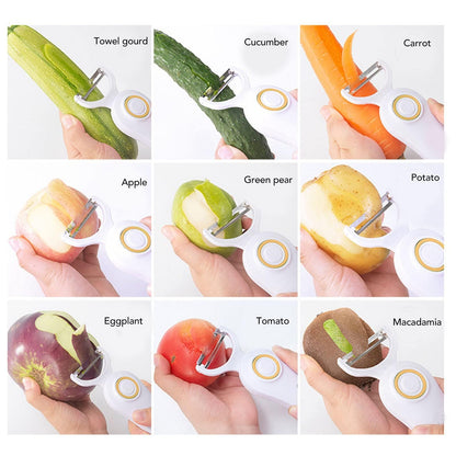 Electric Potato Peeler, Handheld Vegetable Peeler Set with 3 Interchangeable Blade Heads USB Rechargeable Veggie Fruit Peeler for Pears, Carrots, Cucumber