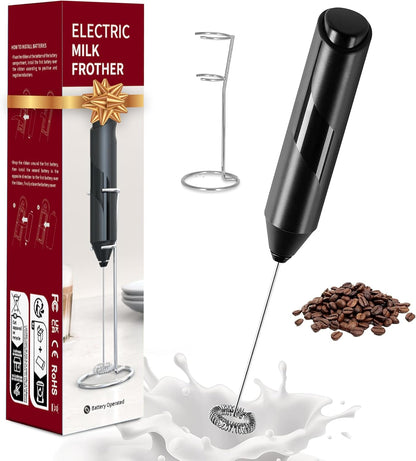 2024 YSSOA Electric Milk Frother Handheld with Stainless Steel Stand Battery Operated Whisk Drink Mixer for Coffee