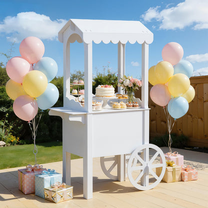 imprsv Candy Cart, Tool-Free Assembly Dessert Cart PVC Candy Cart with Wheels for Party Birthday Decor
