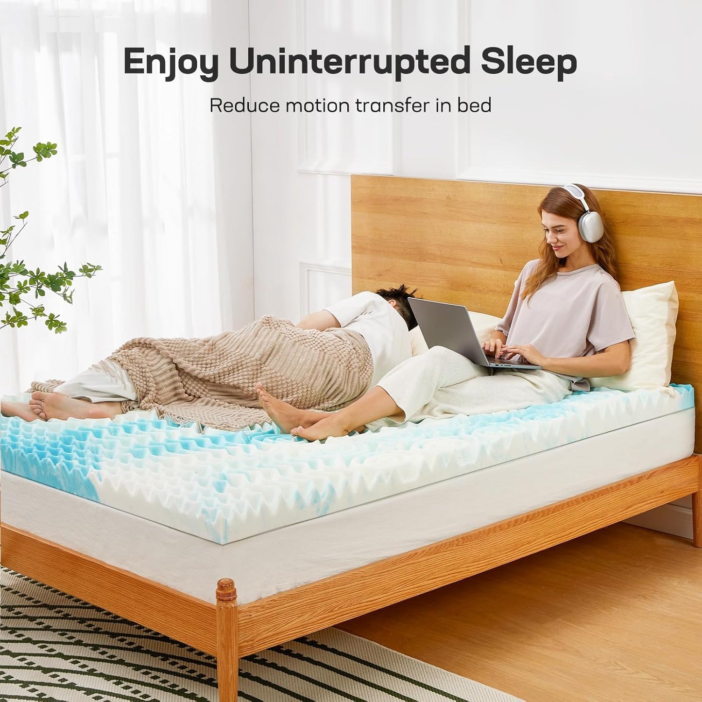 Marsail Queen Mattress Topper – 2-Inch Memory Foam with 5-Zone Support, Cooling Gel Pad for Sofa, RV