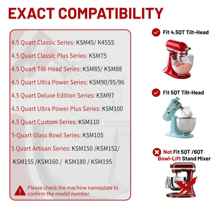 K45WW 6 Wire Whip Attachment for KitchenAid 4.5 5 Quart Tilt-Head Stand Mixer, Dishwasher Safe, Stainless Steel Whisk for Kitchen Aid Mixer Accessory Replacement Parts