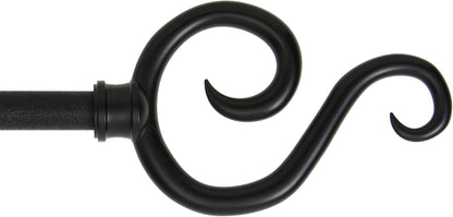 Kenney KN65275 Large Plastic Scroll End Window Curtain Rod, 86-120" Adjustable, Black