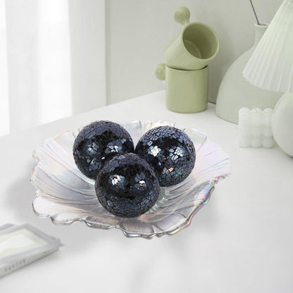 Hiziwimi 6Pcs Decorative Ball for Bowls, 8cm/3.15inch Mosaic Glass Centerpiece Decoration Balls Mirror Glass Ball Fillers for Home Decor Dining Tables Wedding Party (Black)
