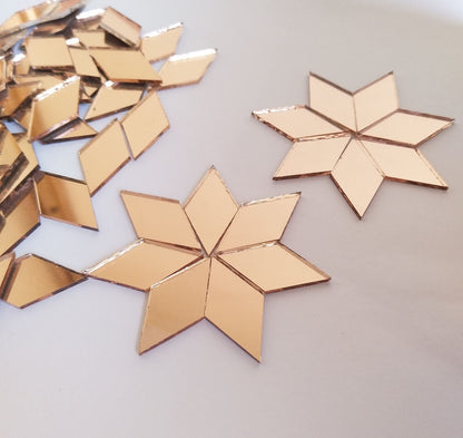 Mirror Mosaic Tiles, 200PCS Diamond Shaped Tiles, Mosaic Supplies, Craft Supplies, Mosaic Part Real Glass Mirrors (Rose Gold Mirror, 1/2x1inch)