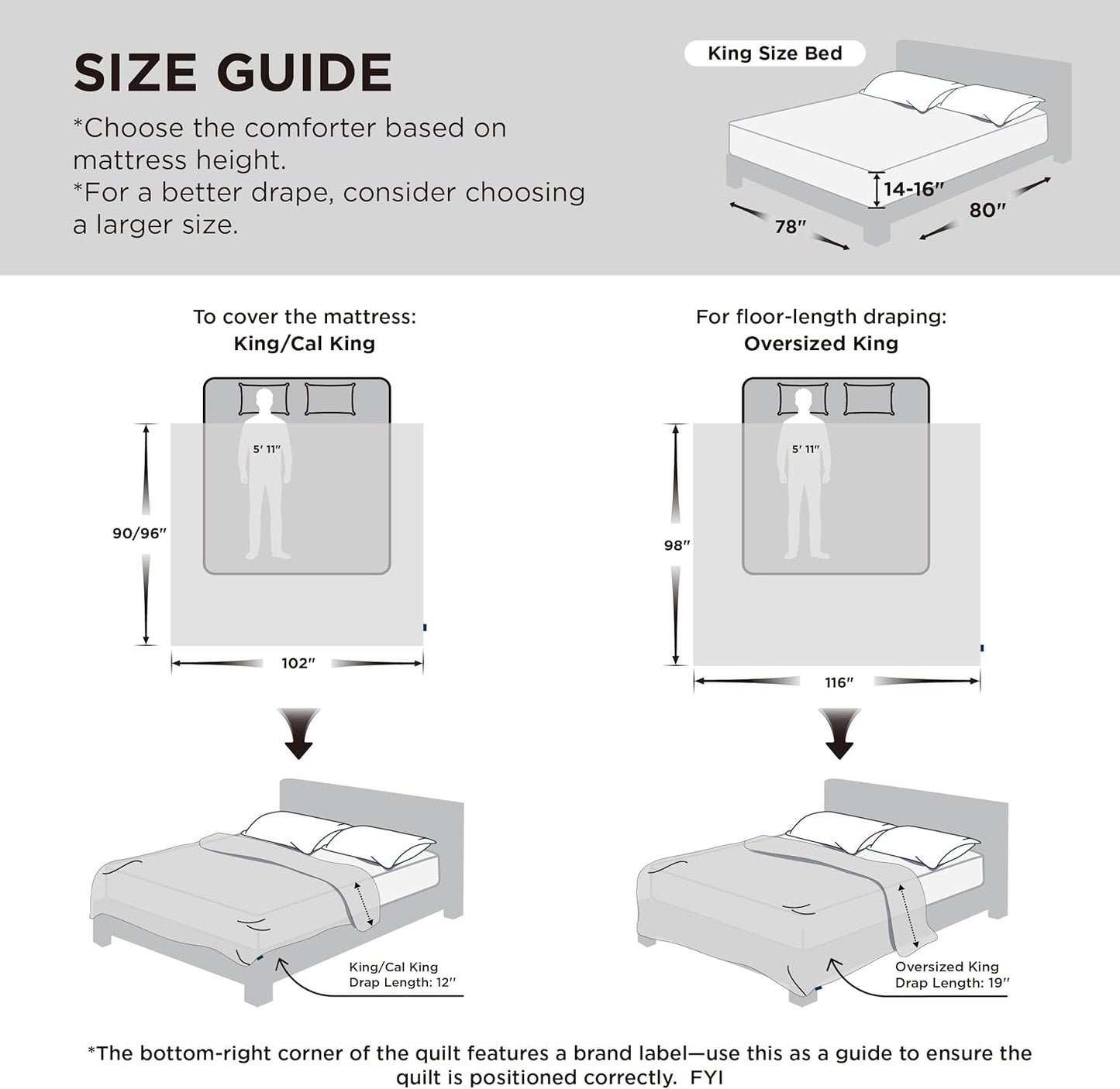 Bedsure Comforter Duvet Insert - Oversized King Size All-Season Down Alternative Bedding, Pink 116 x 98 Inches