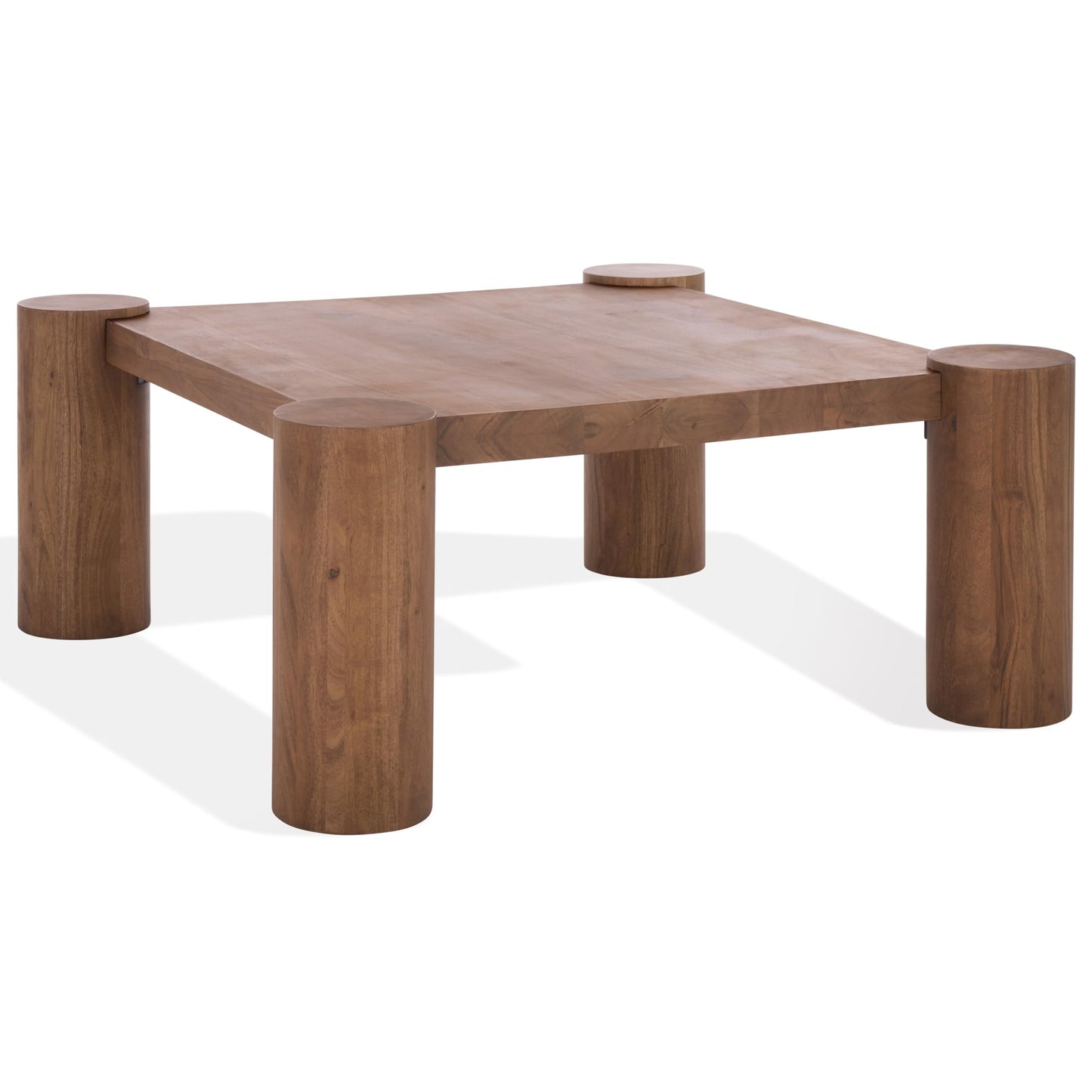 SAFAVIEH Couture Collection - Trescott Solid Wood Square Coffee Table with Chunky Cylinder Legs, Modern Accent Cocktail Table (SFV9763A)