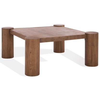 SAFAVIEH Couture Collection - Trescott Solid Wood Square Coffee Table with Chunky Cylinder Legs, Modern Accent Cocktail Table (SFV9763A)