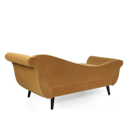 Christopher Knight Home Calvert Chaise Lounge, Turmeric Orange + Dark Brown 29D x 69W x 30H in