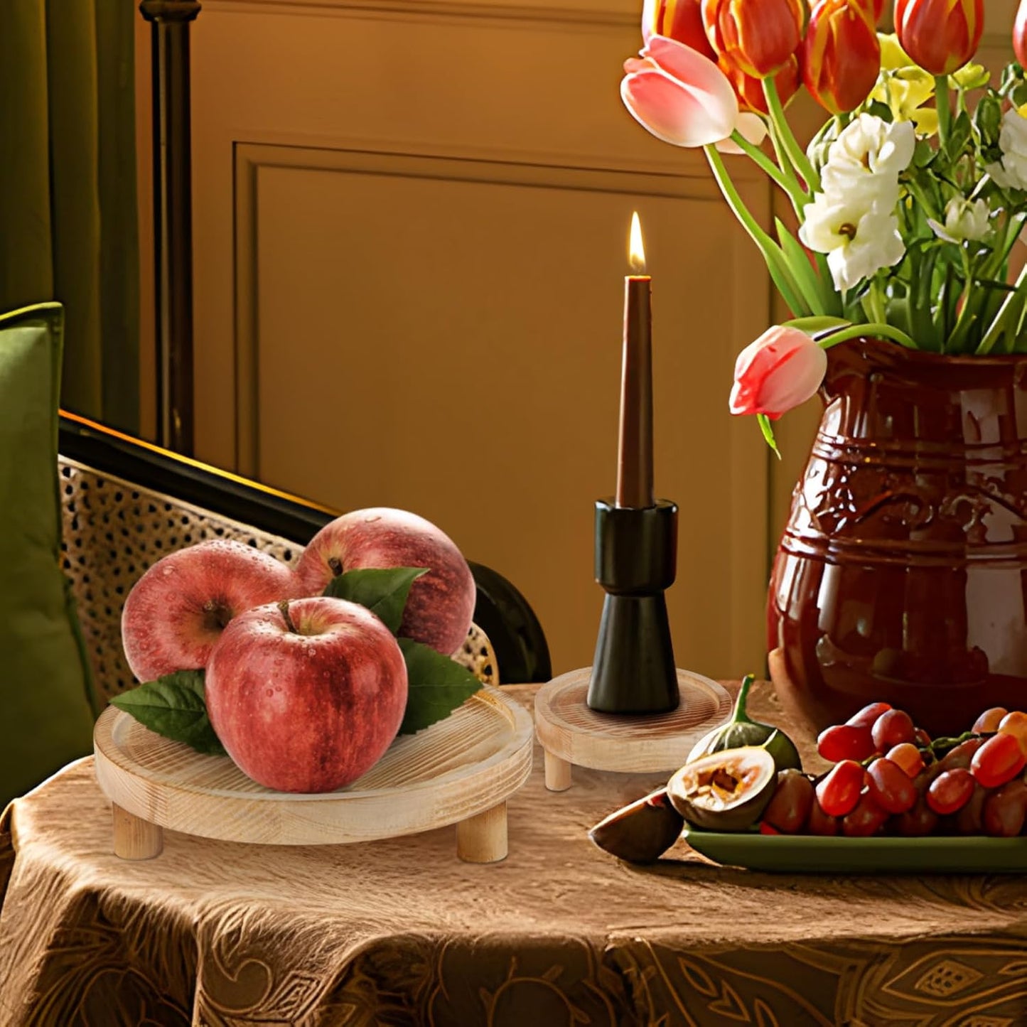 Destop 3PCS (Natural,8,6,5'') Wooden Display Risers for Display,Wood Riser Display Pedestal Stand for Home Dcor
