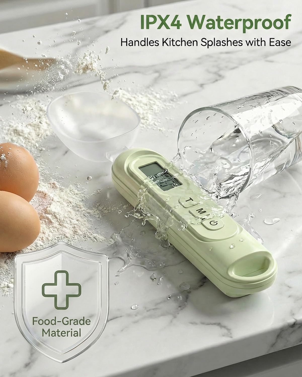 2026 Upgraded 2-In-1 Digital Measuring Spoon 【High-Precision 0.01oz/0.1g · Tested 10000+】 Baking Scale 【7-Unit】 Digital Kitchen Scale for Baking, Gram Scale for Weight Loss, Large & Small Scoop,Beige