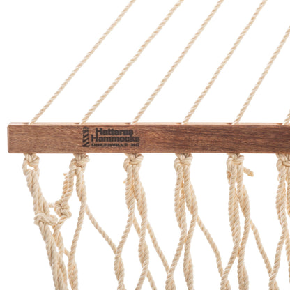 Hatteras Hammocks Deluxe Oatmeal Duracord Rope Hammock with Free Extension Chains & Tree Hooks, Handcrafted in The USA, 450 LB Weight Capacity, 13 ft. x 60 in