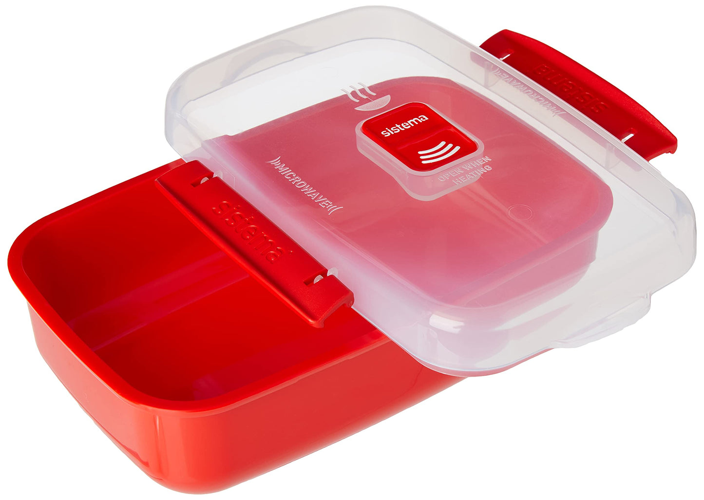 Sistema Heat & Eat Microwave Container Set, 4 Rectangular Microwaveable Food Containers with Lids & Steam Release Vents, Dishwasher & Freezer-Safe Food Storage, 2 x 1.25L & 525mL Sizes, BPA-Free