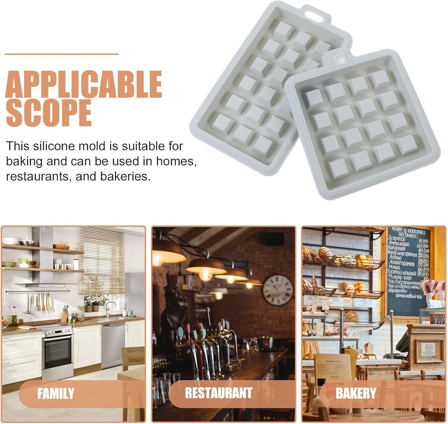 Hemobllo 2 Pcs Mini Silicone Waffle Mold Set for Baking, Rectangle Square Waffle Molds, Blue