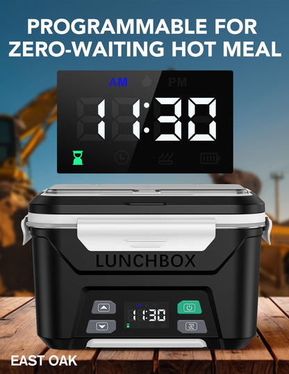 EAST OAK Cordless Electric Lunch Box for Adults, Heated Lunch Box Battery Powered with Automatic Heating, 5.5 Cups Portable Food Warmer with Insulated Carry Bag