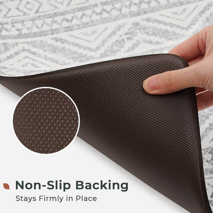 FRESHMINT Anti Fatigue Kitchen Mats for Floor 2 Piece Set, Waterproof & Non-Skid Boho Kitchen Rugs, Cushioned Kitchen Mat for Standing Washable Comfort Desk Kitchen Runners, 17x30+17x47