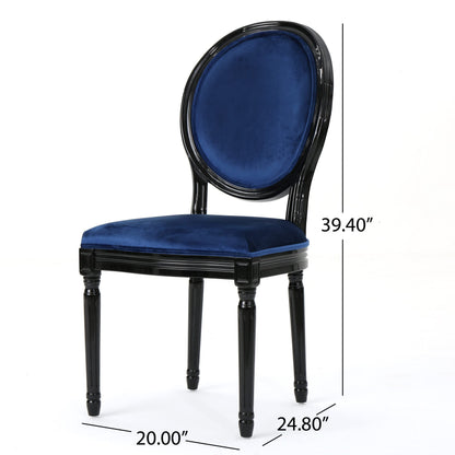 Christopher Knight Home Camille Traditional Velvet Dining Chairs, 2-Pcs Set, Navy Blue / Gloss Black